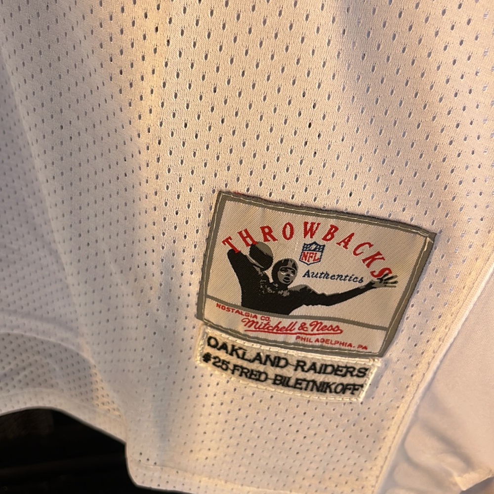 Oakland Raiders Throwback Fred Biletnikoff NFL Football Jersey White Size XXL 56 - Picture 3 of 8